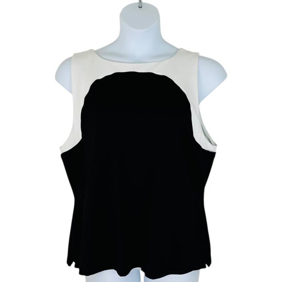 Halogen Women's Size XXL Colorblock Cutout Black White Tank Top - Picture 2 of 6